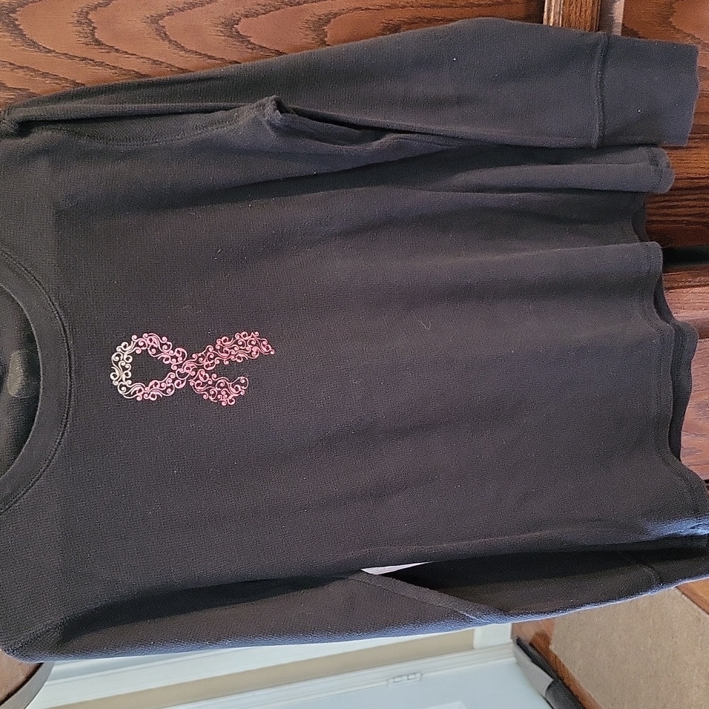 Black Long Sleeve Shirt with Pink Ribbon Design